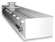 Metalfab Belt Feeder Conveyor. White.