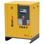 First Air FAS 6 rotary screw compressor. Yellow in color.