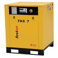 FirstAir rotary screw air compressor shown at angle.